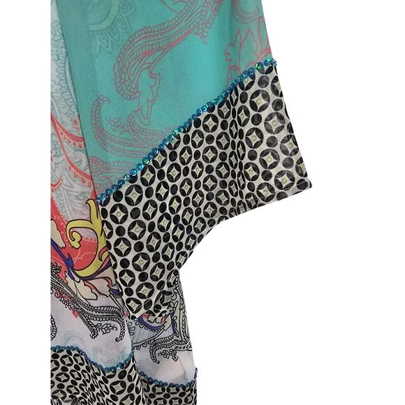 Soft Surroundings Stunning Blue Pink Sequenced Lightweight Cardigan Women S - Picture 3 of 6